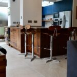 Walnut veneered island cabinetry